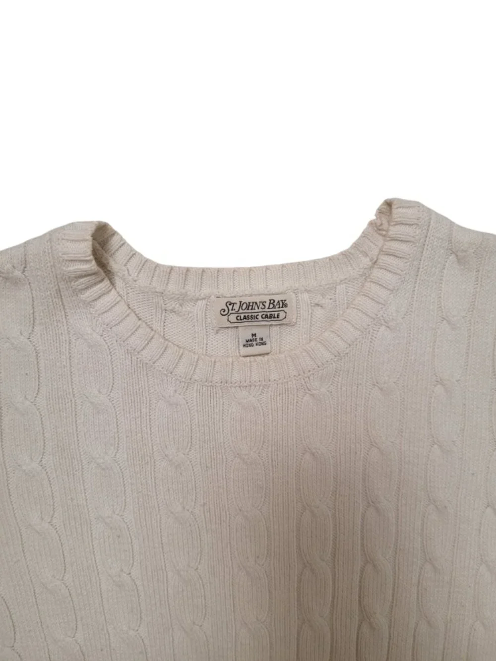 St. John's Bay Classic Cable Knit Cotton Crewneck Sweater size medium